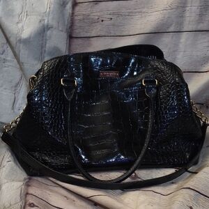 Kate Spade Black Croc-Embossed Large Shoulder Bag